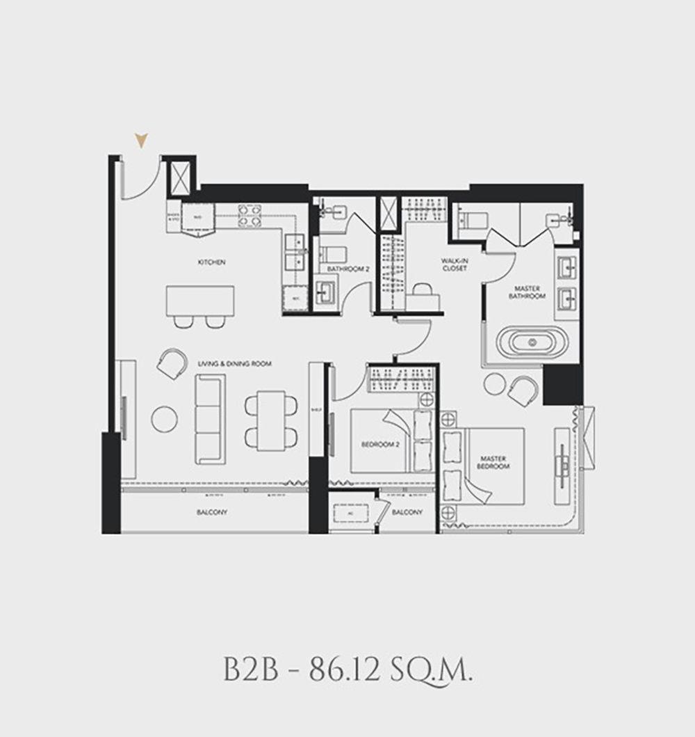 celes asoke unit plan 2 bedroom