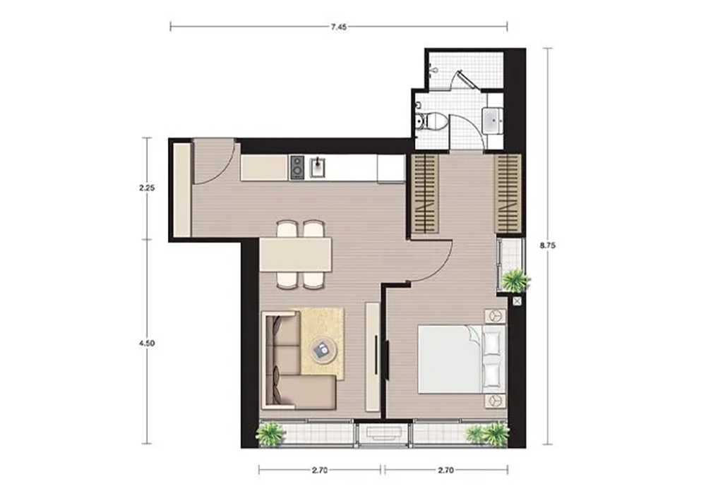 noble be19 unit plan 1 bedroom
