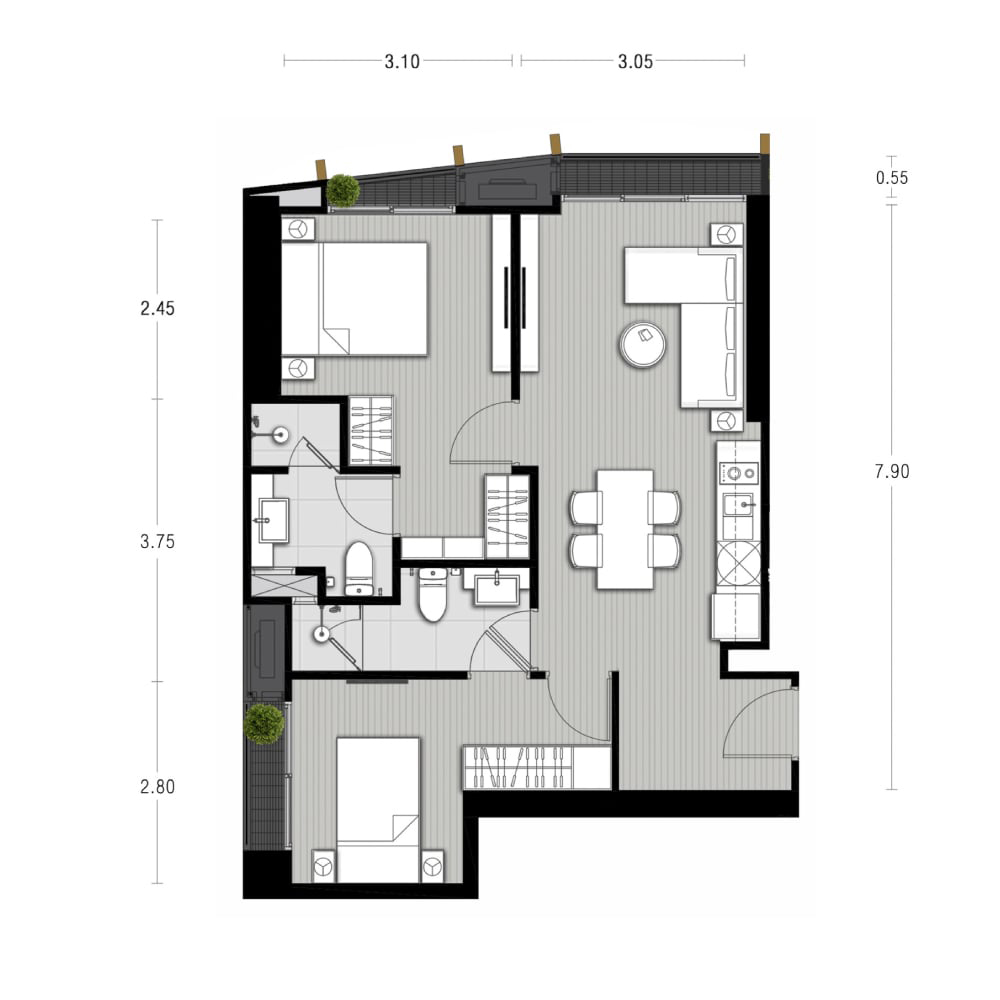 noble state sukhumvit 39 unit plan 2 bedroom