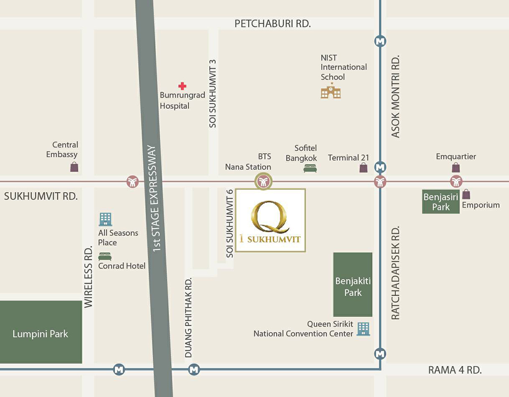 แผนที่คอนโดหรู Q1 Sukhumvit by Q House (คิว วัน สุขุมวิท บาย คิว เฮาส์)