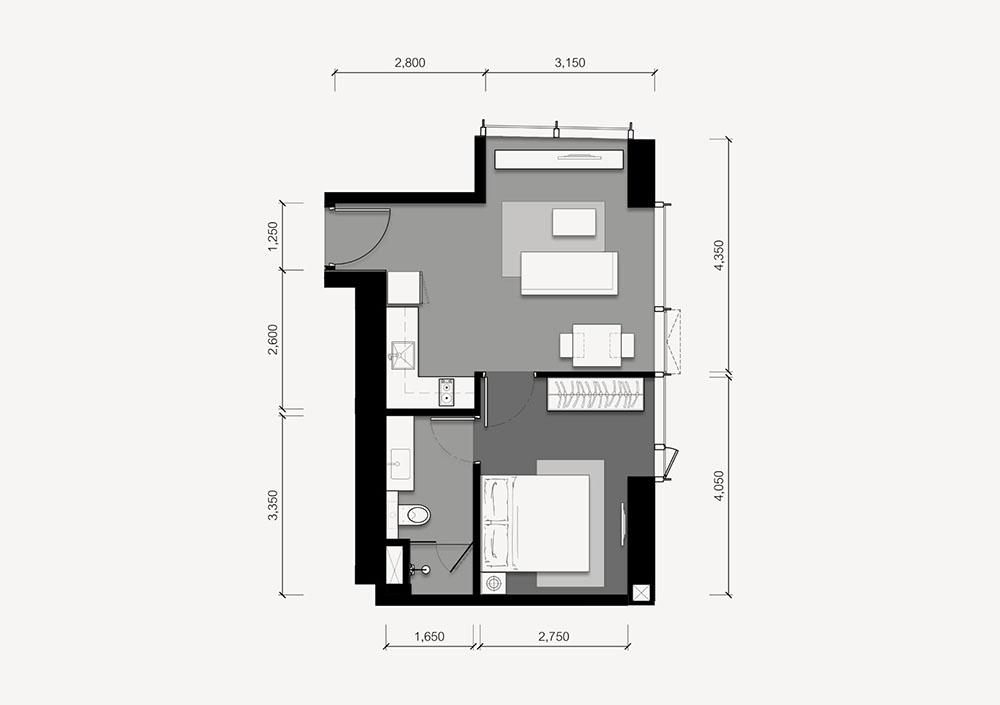 tait sathorn 12 condominium unit plan 1 bedroom