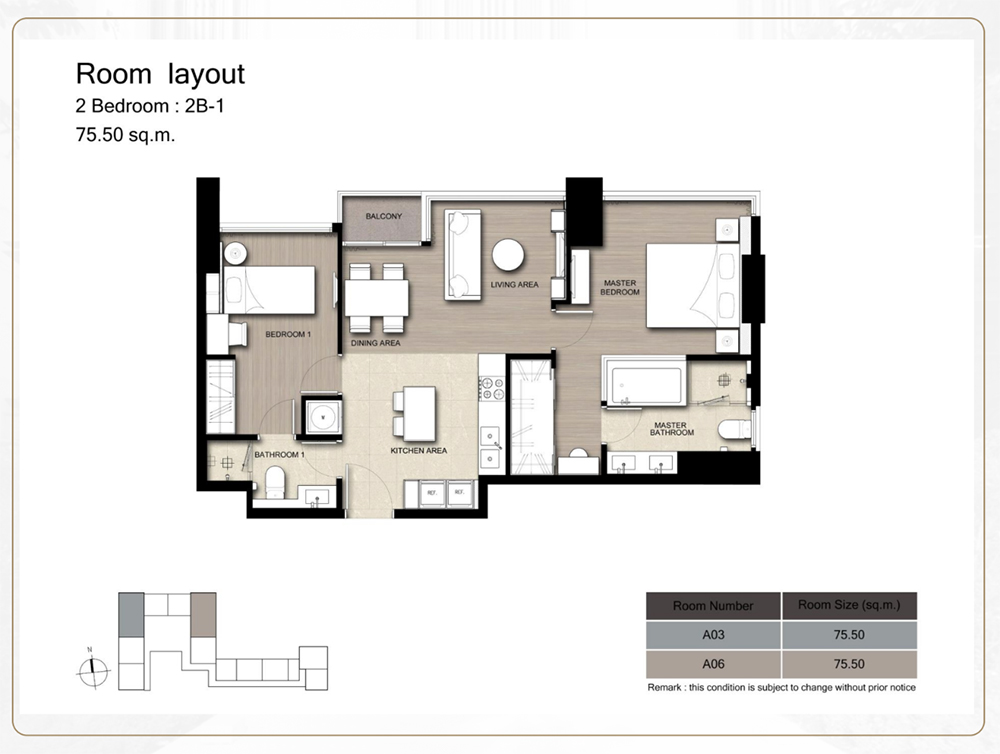 the esse asoke unit plan 2 bedroom
