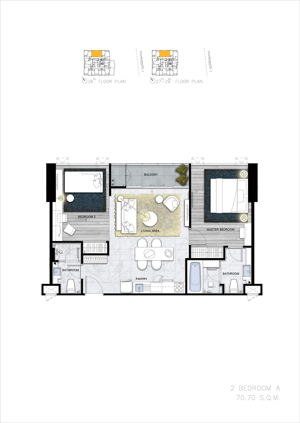 the rich ploenchit-nana unit plan 2 bedroom